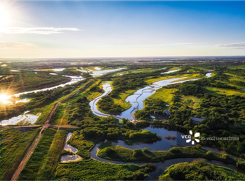 中国最东端黑龙江抚远黑瞎子岛湿地公园图片素材