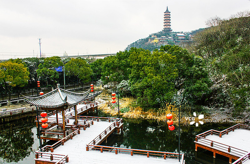 雪后的招宝山图片素材