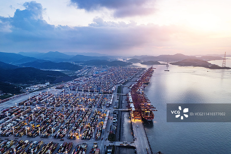 俯瞰港口码头图片素材