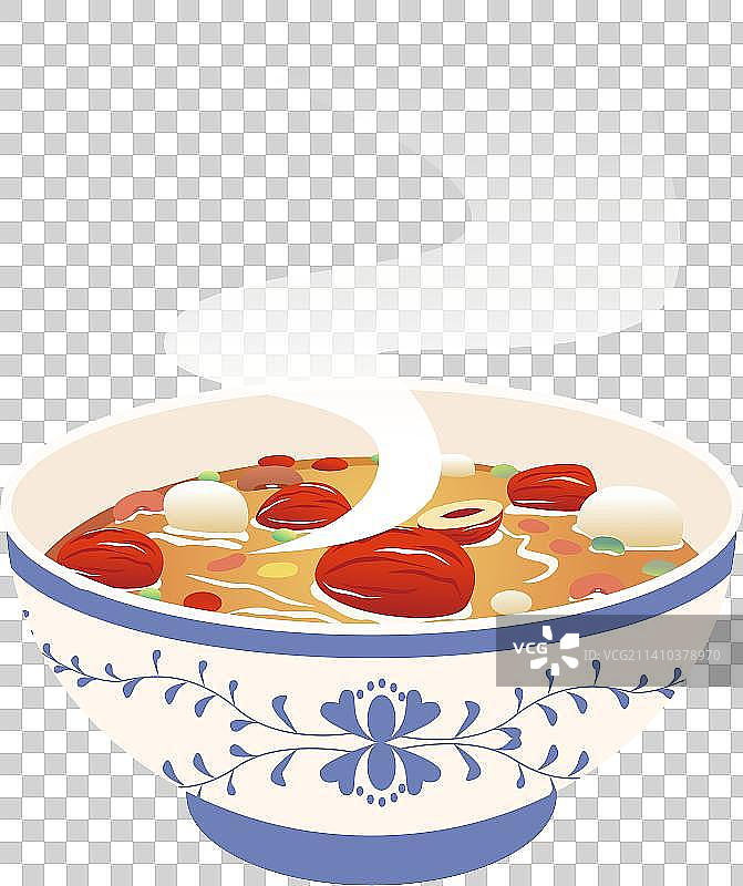 卡通节日饮食美味食物食品小吃腊八节腊八粥早餐稀饭五谷杂粮营养食物饮食小吃美味扁平矢量插画免抠元素图片素材