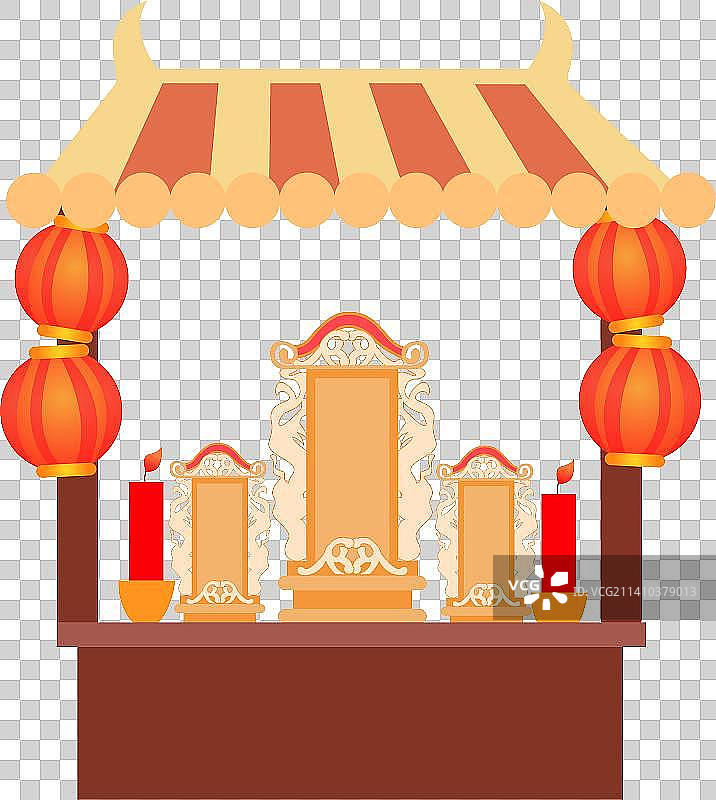 卡通节日传统祭祀祭祖腊月二十九请祖上大供扁平矢量插画元素图片素材