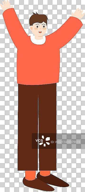 卡通节日新年春节除夕拜年装饰人物男人举手庆祝欢迎扁平矢量插画免抠图像图片素材