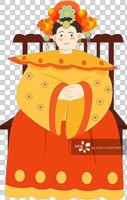 卡通节日新年春节除夕拜年装饰人物正月十四大年十四顺天圣母临水娘娘神仙神话传说传奇扁平矢量插画免抠图像图片素材