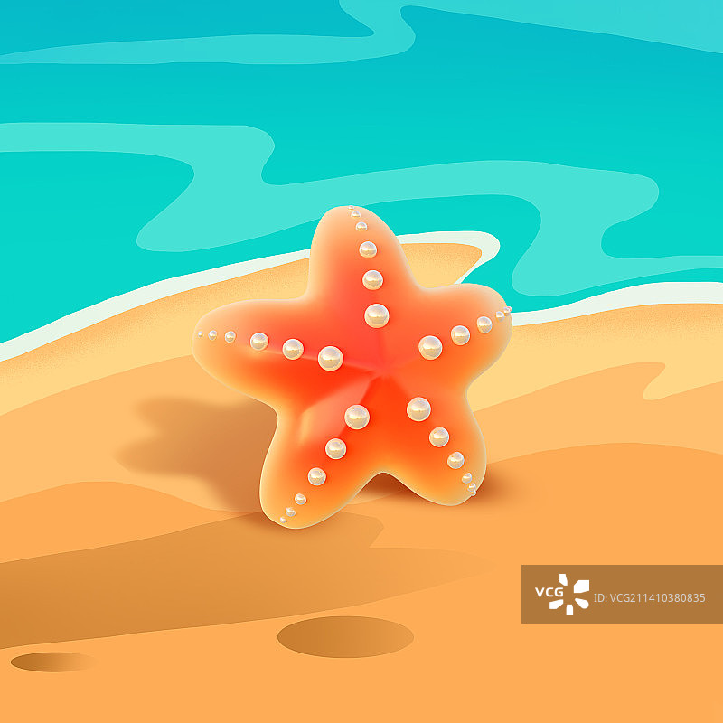 3D海星海边插图图片素材