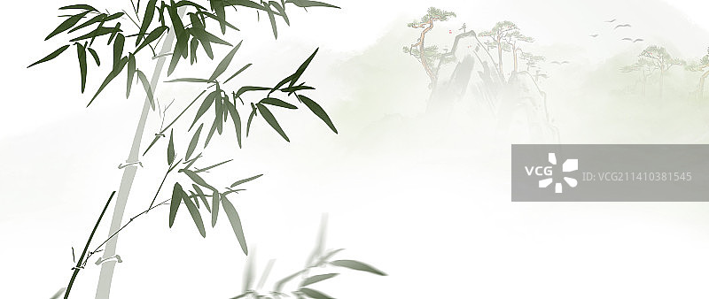国风简约高雅禅意传统文化插画背景竹子图片素材