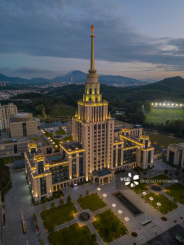 20221006深圳北理莫斯科大学航拍夜景图片素材