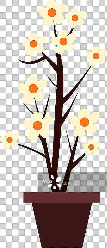 白色背景下的植物特写镜头卡通节日春节装饰扁平矢量插画元素图片素材