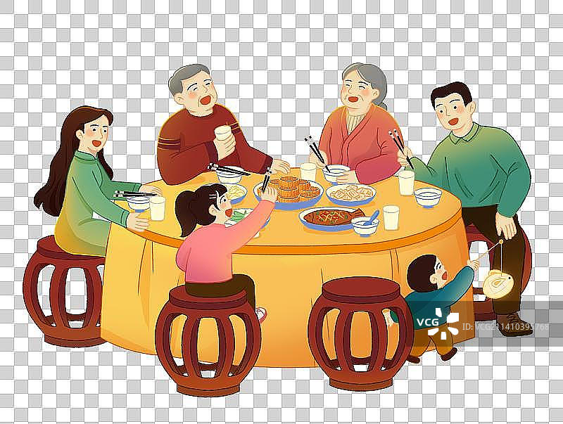 一家人中秋节团聚吃饭图片素材