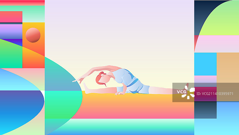 舞蹈瑜伽女孩运动插画图片素材