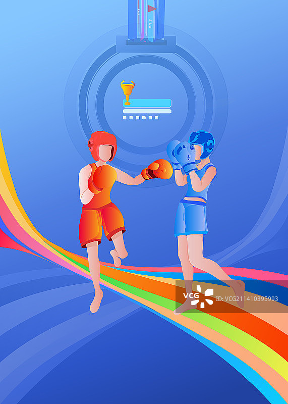 拳击力量格斗的体育运动比赛插画图片素材