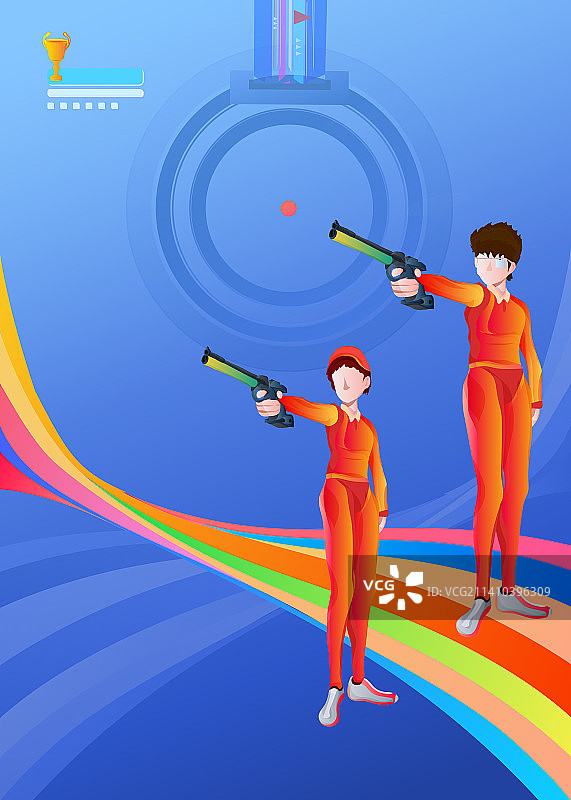 运动员射击体育比赛运动的插画图片素材