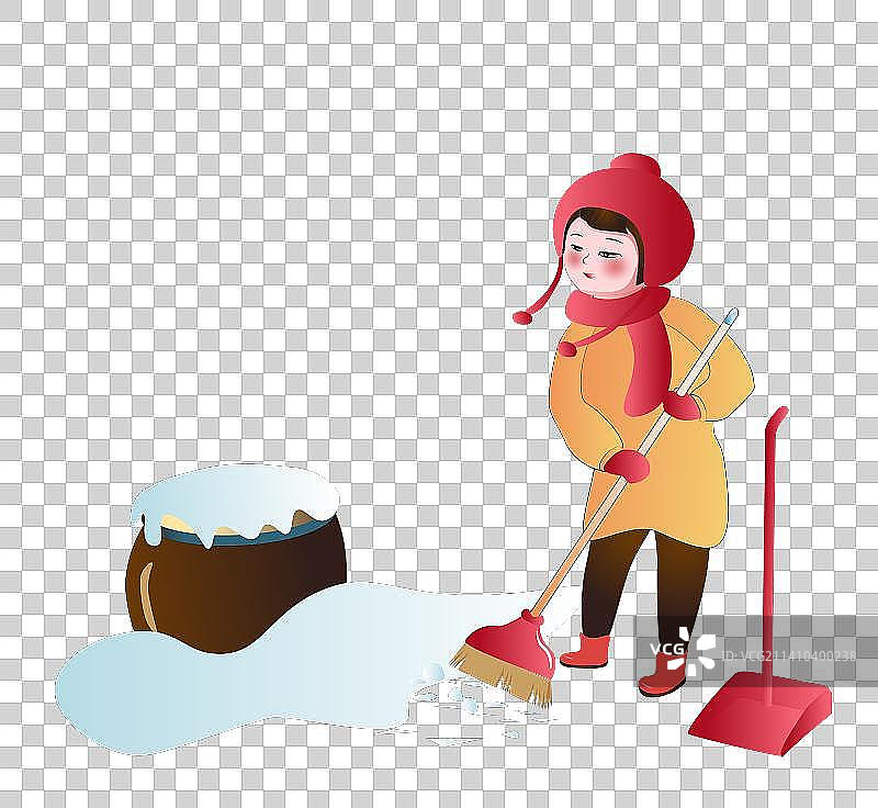 扫酒瓮前雪的女孩图片素材