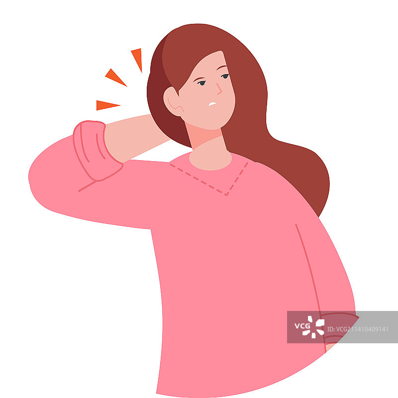 女性手扶头部后背的颈部疼痛图标图片素材