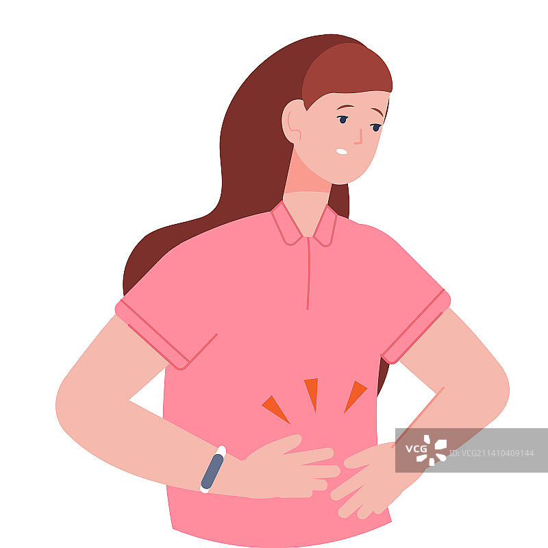 腹痛症状：女性腹部不适图片素材