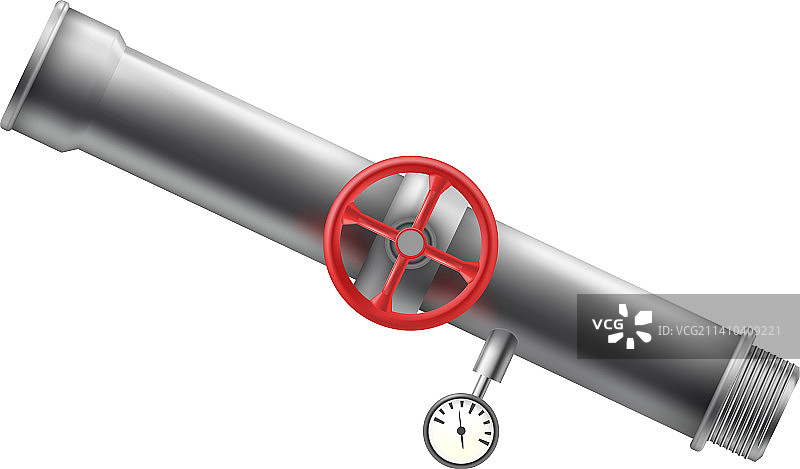 带阀门和仪表的工业金属管道图片素材