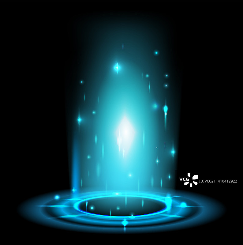 蓝色闪光传送门环魔法粒子发光图片素材