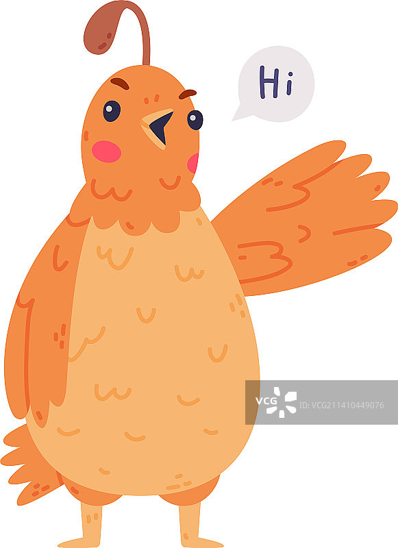 带羽冠的鹌鹑鸟问候语图片素材