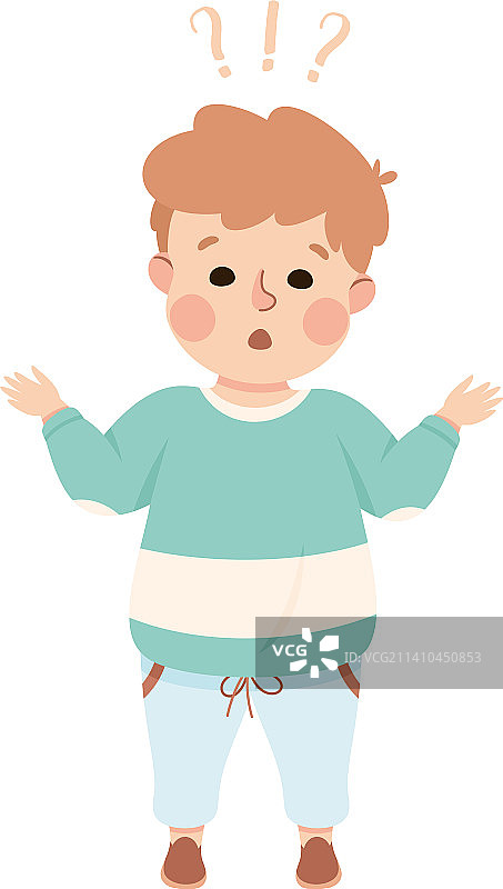 带有问号抓挠的困惑的小男孩图片素材