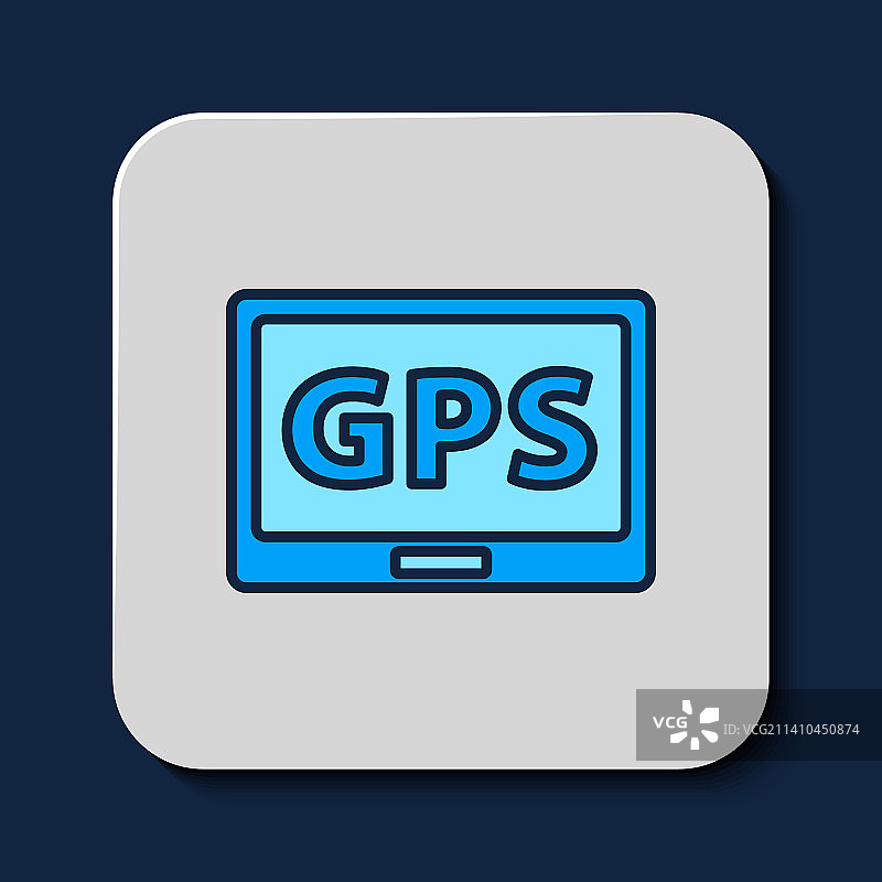 带地图图标的GPS设备轮廓图标图片素材