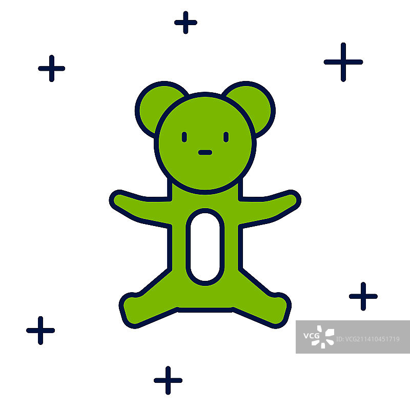 泰迪熊毛绒玩具轮廓图标图片素材