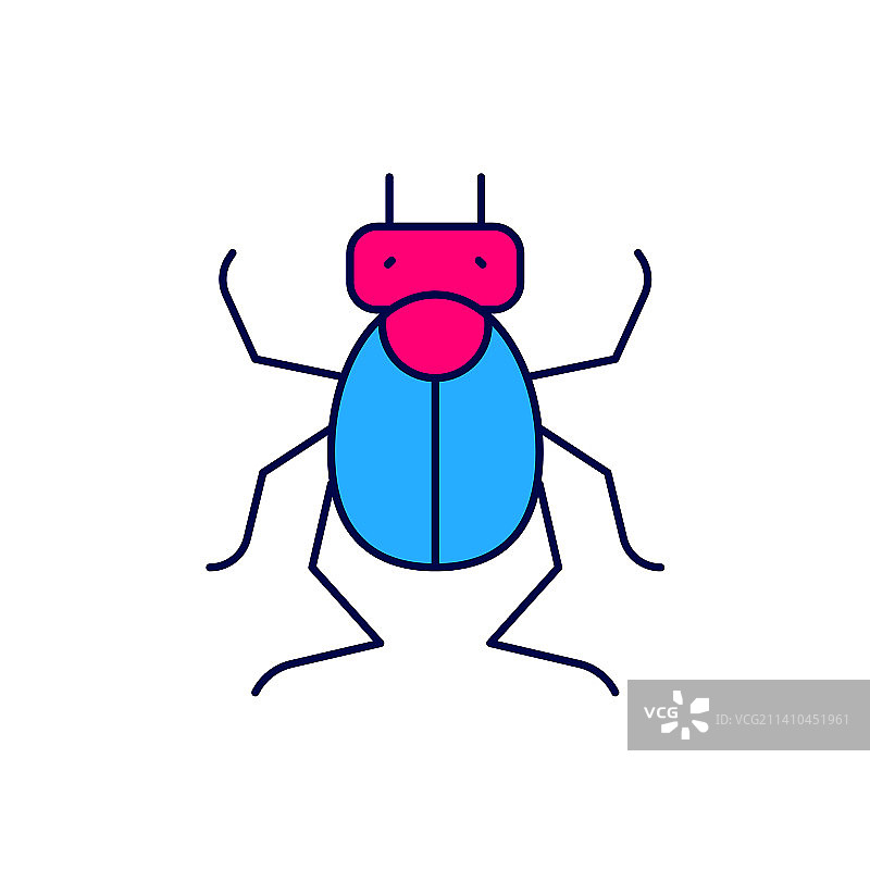 白色背景填充描边甲虫图标图片素材