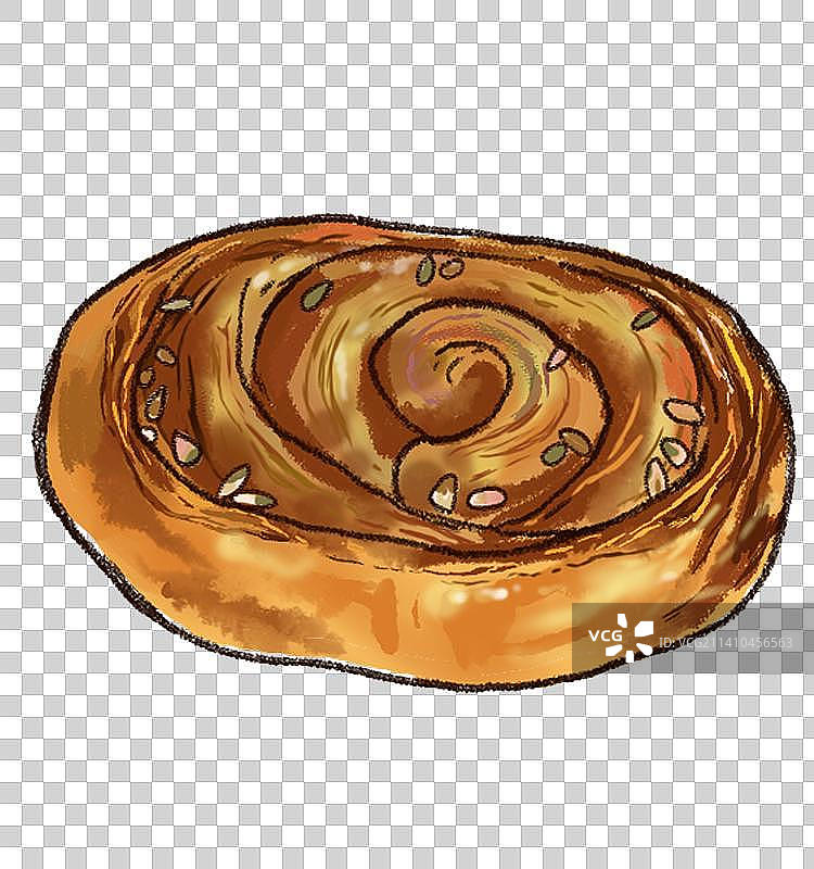 手绘可爱肉桂卷面包元素图片素材