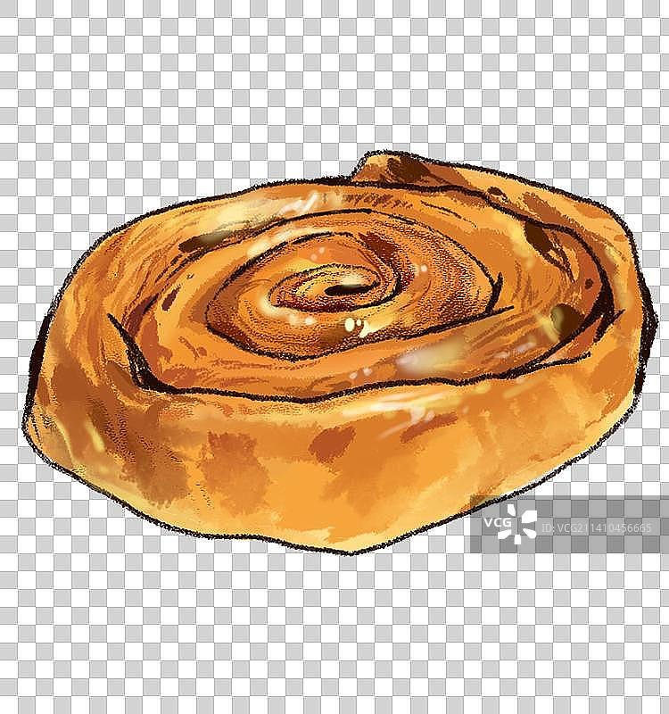 手绘可爱肉桂卷面包元素图片素材