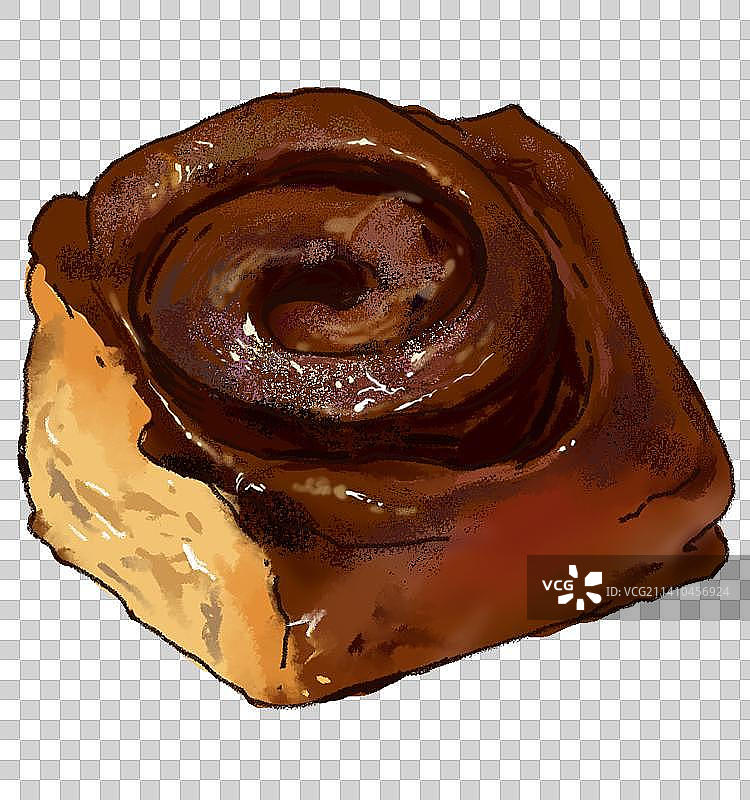 手绘可爱肉桂卷面包元素图片素材