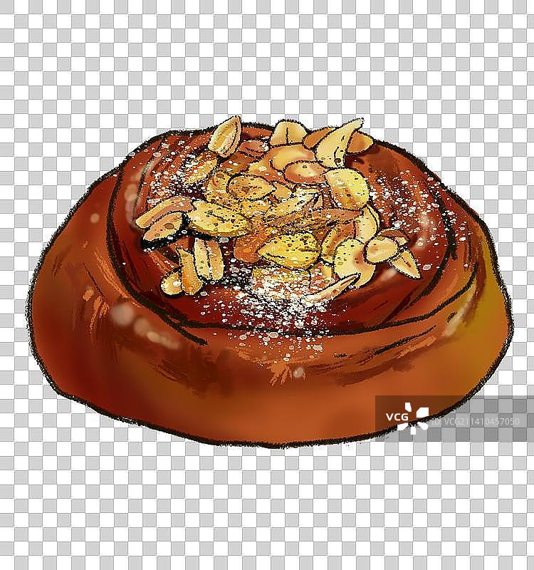 手绘可爱肉桂卷面包元素图片素材