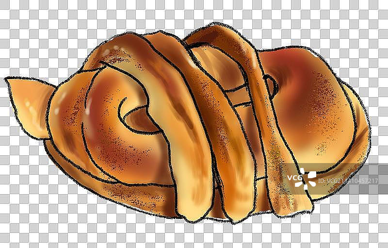 手绘可爱肉桂卷面包元素图片素材