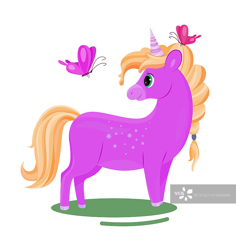 粉色独角兽与蝴蝶图片素材