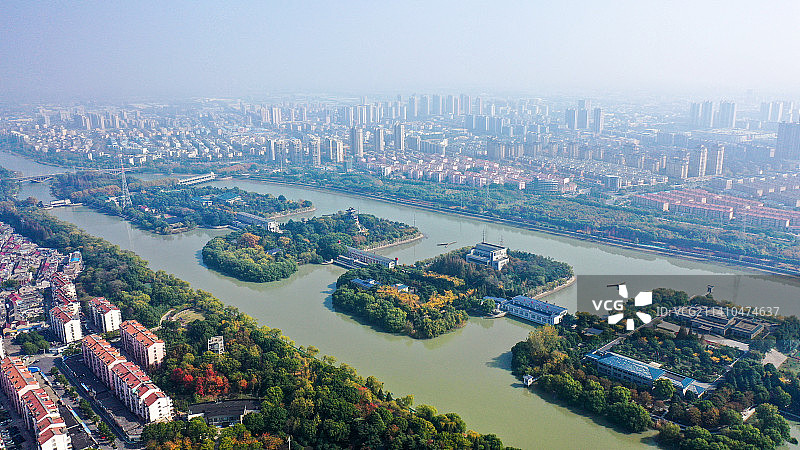 航拍江苏扬州江都水利枢纽图片素材