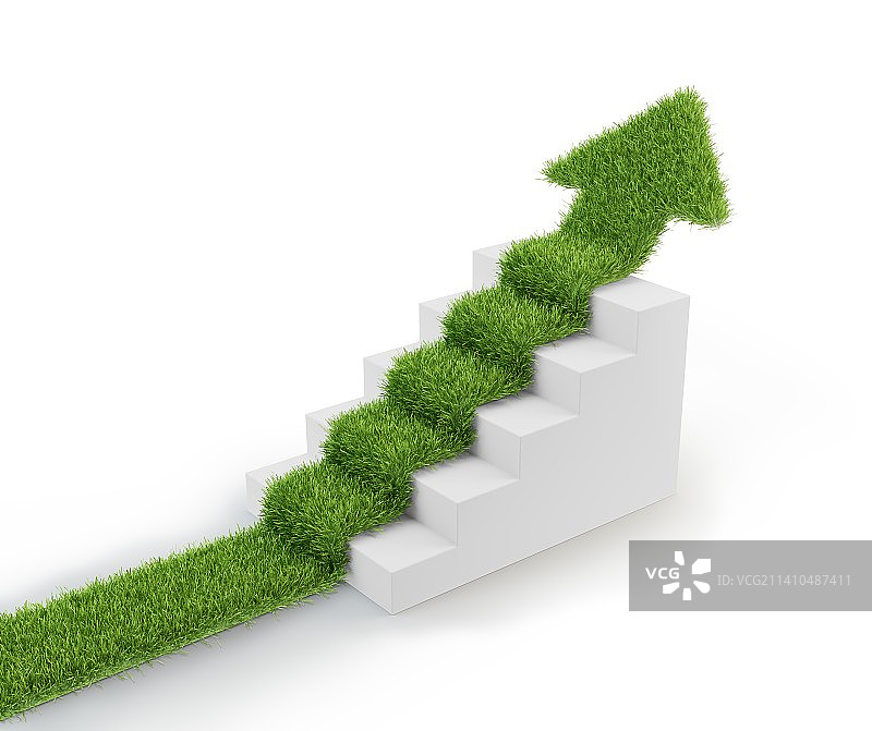 楼梯上的草地箭头艺术作品图片素材