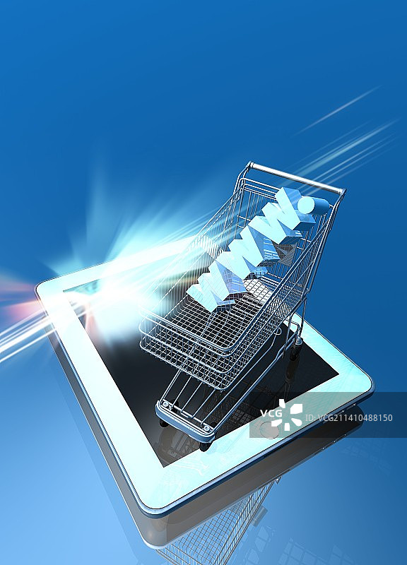 手推车和平板电脑，艺术品图片素材