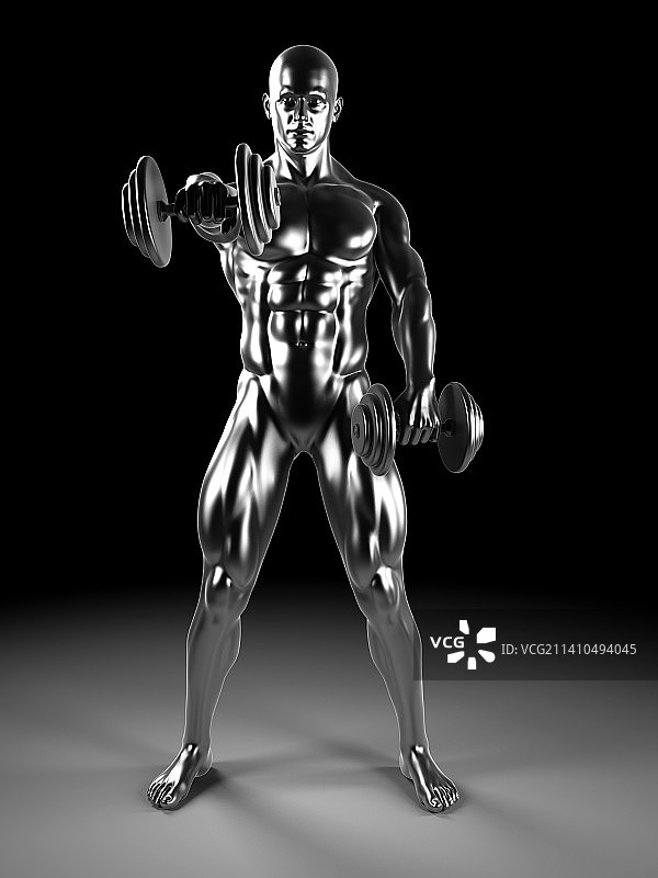 使用哑铃的人体艺术作品图片素材
