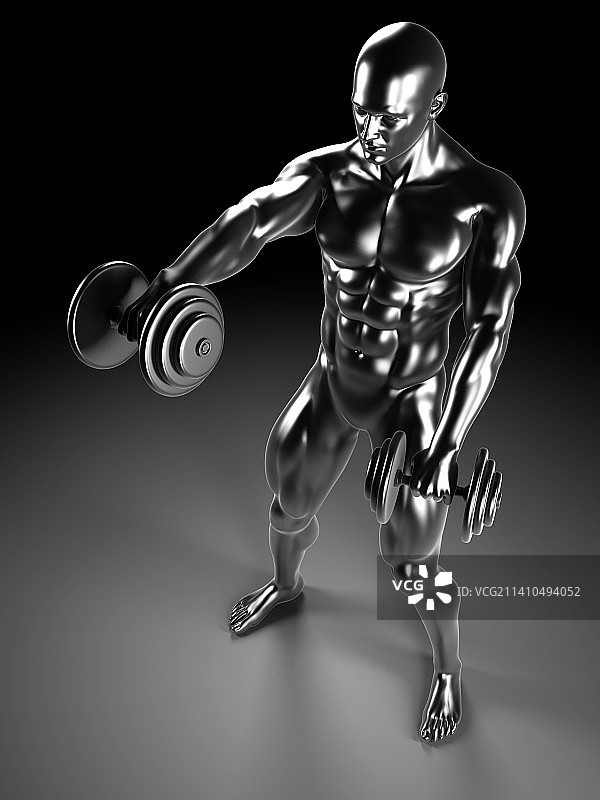 使用哑铃的人体艺术作品图片素材