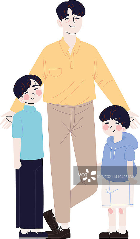 韩国家庭：父亲和儿子们图片素材