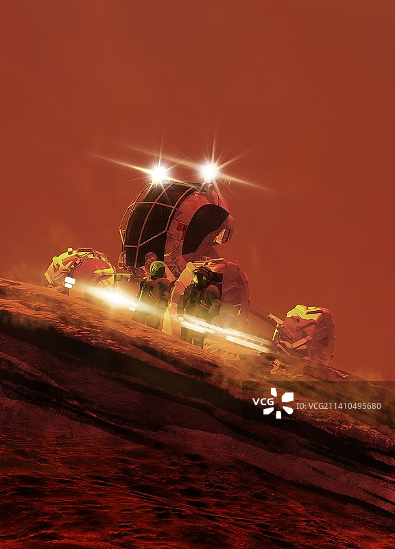 宇航员在火星表面图片素材