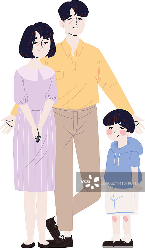 有儿子的韩国家庭图片素材