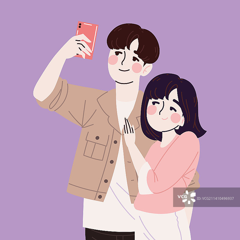 韩国情侣自拍图片素材