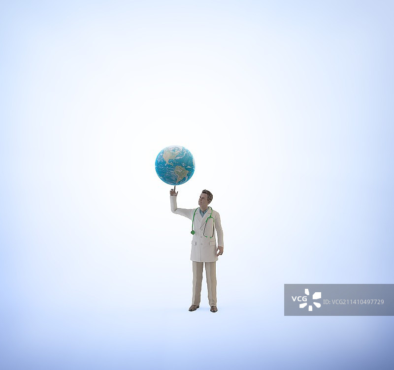 医生手持地球模型图片素材