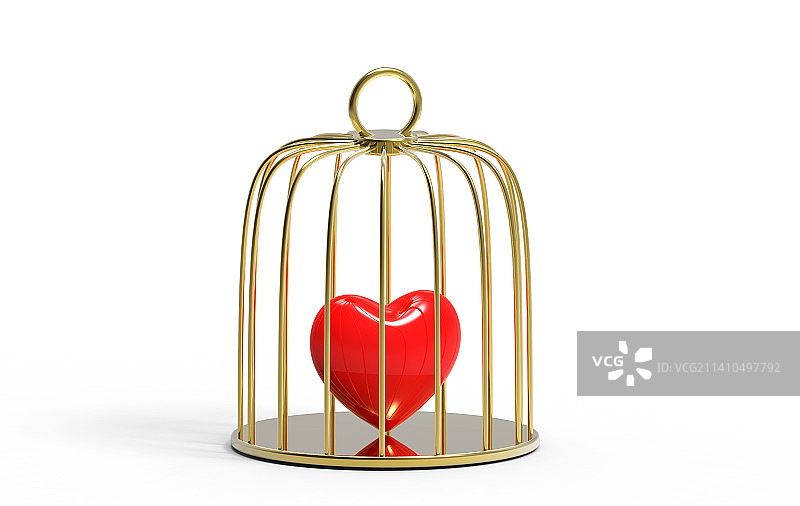 鸟笼里的红心图片素材