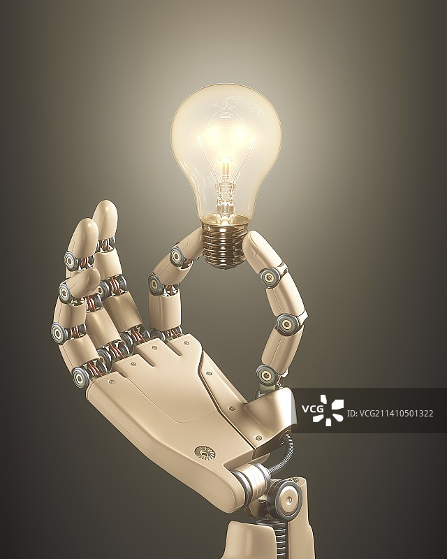 机械手拿着灯泡图片素材