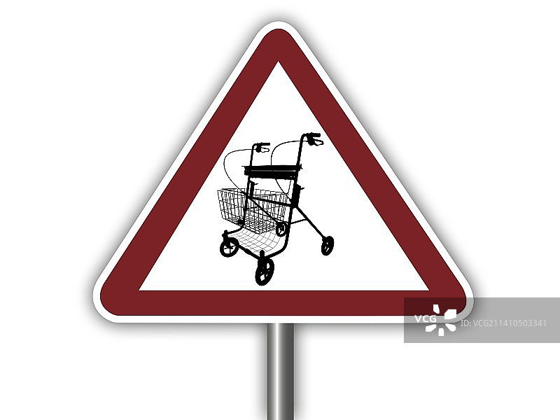 带有助行器标志的警告牌图片素材