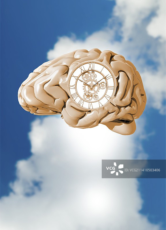 钟表机械大脑插画图片素材