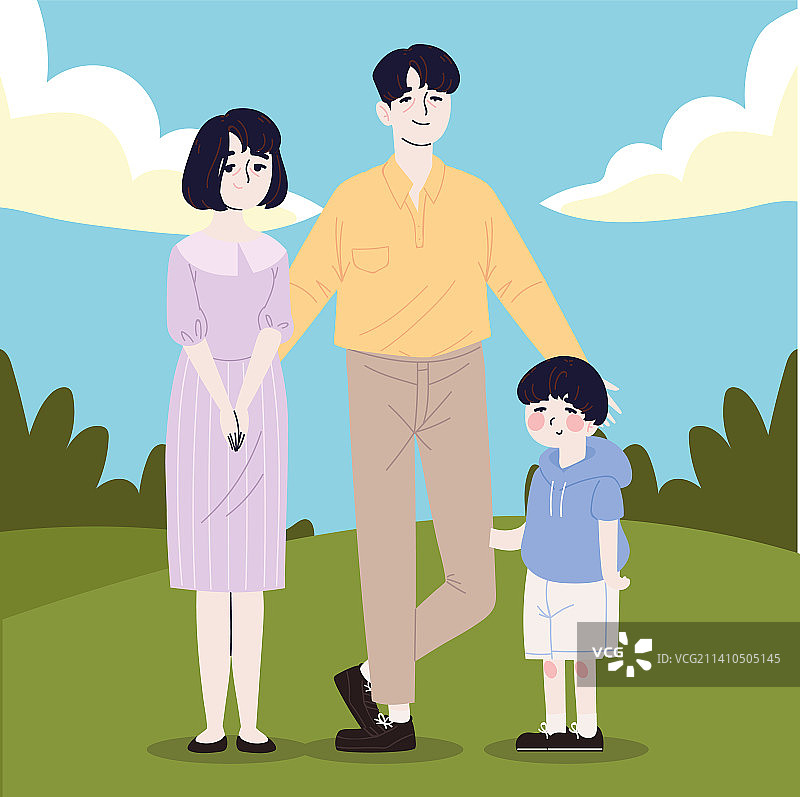 韩国家庭父母和儿子图片素材