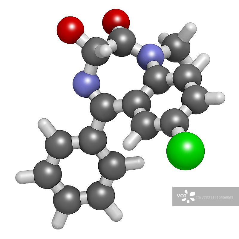 替马西泮苯二氮䓬类药物分子图片素材