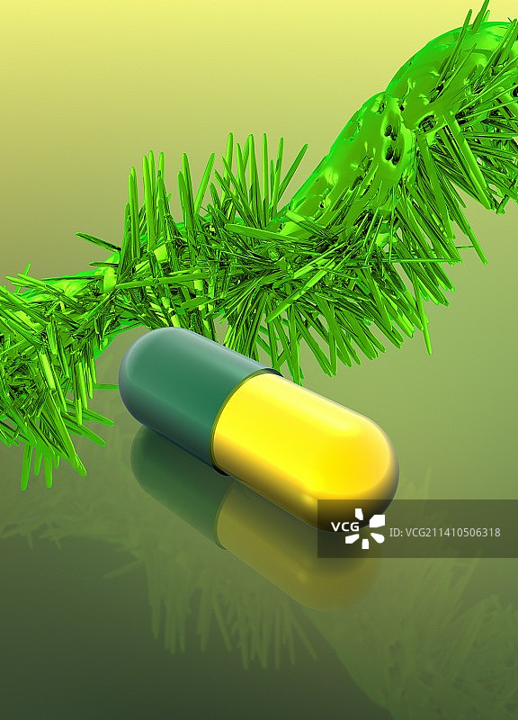 黄绿色胶囊图片素材