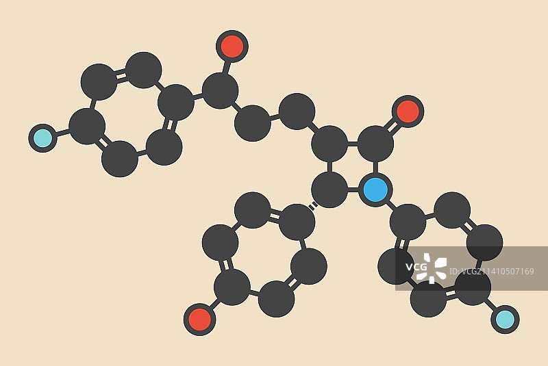 依泽替米贝降胆固醇药物分子图片素材