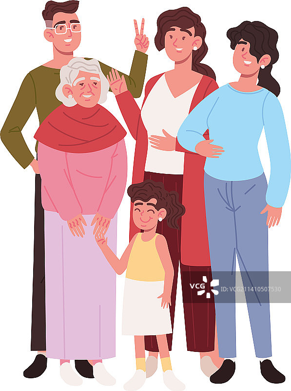 家庭：父母、祖母和孩子图片素材
